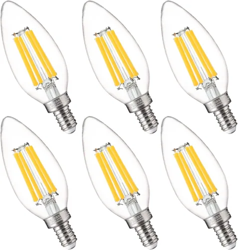 Miniatura 18 de FLSNT, bombillas LED regulables de 5000K luz diurna, 60W equivalentes, B11 base LED E12 para candelabro, bombillas de araña, 550LM, CRI90, paquete