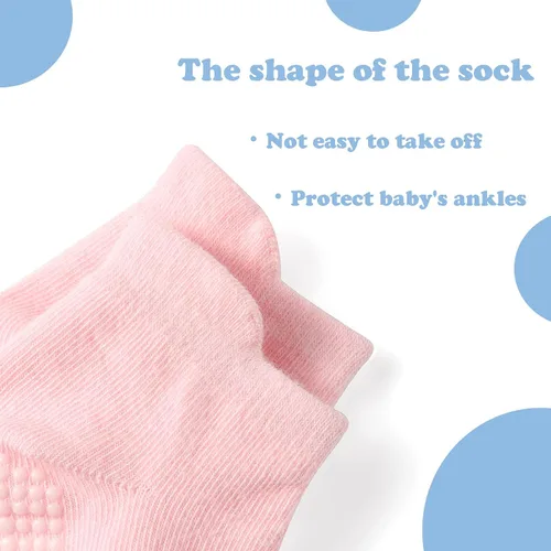Miniatura 3 de Dorobios Calcetines de algodón con agarre antideslizante para bebé, calcetines de algodón con agarre para niños 2-3T, coloridos 6 pares