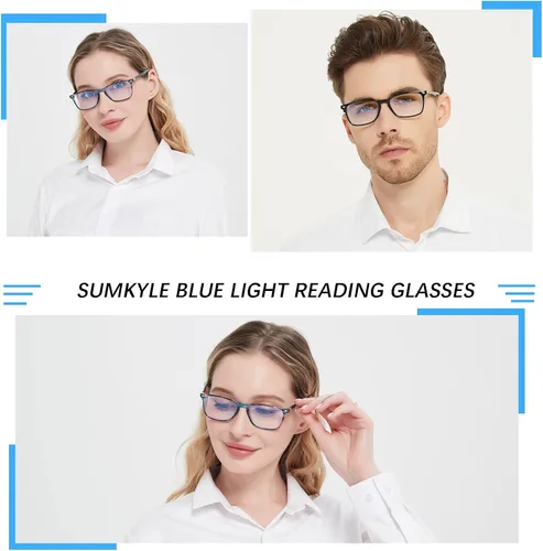Miniatura 8 de Paquete de 3 lentes de lectura progresivos multienfoque para hombres y mujeres, bloqueo de luz azul, bisagras de resorte, lectores de computadora