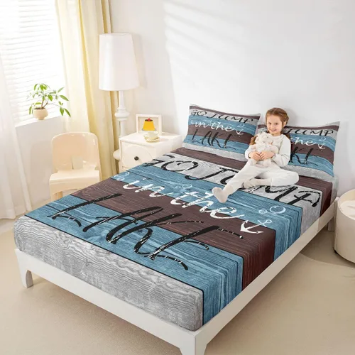 Miniatura 14 de Lake House - Sábana bajera ajustable tamaño individual, sábanas de anclaje náutico para niños, adolescentes, adultos, dormitorio, juego de ropa