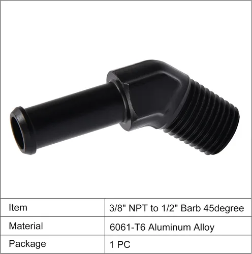Miniatura 3 de EVIL ENERGY 3/8" NPT macho a 1/2" adaptador de montaje de púas 45 grados aluminio negro