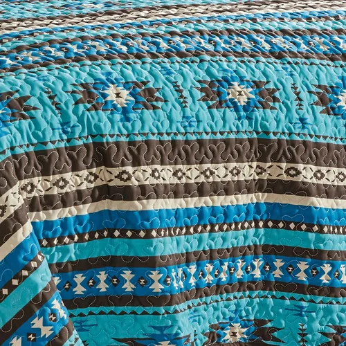 Miniatura 6 de Jaba - Juego de edredón de 3 piezas con estampado fino, tamaño King, para todas las estaciones, diseño tribal navajo nativo americano, con fundas