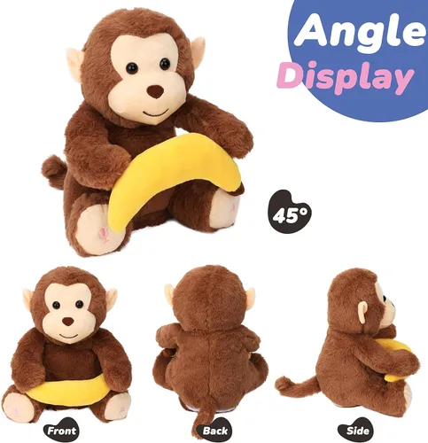 Miniatura 3 de Hopearl Peek A Boo Mono con plátano interactivo repite lo que dices, juguete de peluche musical que canta y habla, adorable animal eléctrico animado
