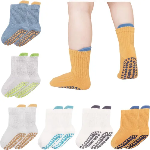 Miniatura 12 de 6/8 Pairs Toddler Baby Grippy Socks, Cute Seamless Non Slip Grip Ankle Socks for Toddler Girls Boys Kids, 1-5 Y