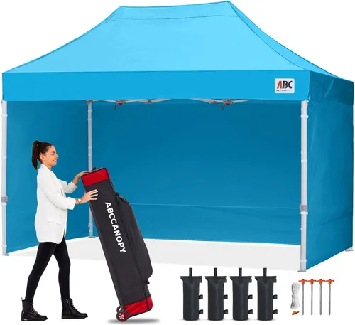 Miniatura 65 de Abccanopy - Toldo de 10 x 10 pies, con paredes laterales, sombra instantánea, con bolsa con ruedas para guardarlo. Incluye 4 bolsas de lastre, Azul