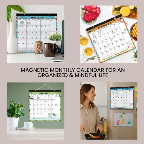 Miniatura 4 de Calendario magnético para refrigerador 2026-2027 – Planificador de refrigerador de 24 meses, imanes fuertes, páginas extraíbles, bloques