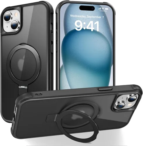 Miniatura 74 de SKYLMW – Funda compatible con iPhone 12 Pro Max y iPhone 13 Pro Max con soporte magnético invisible tipo anillo, fundas translúcidas para teléfonos