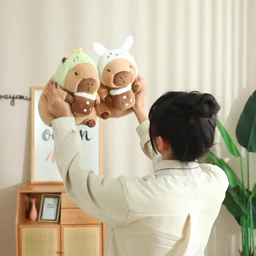 Miniatura 4 de Dinosaur Capibara de Peluche Bebiendo Té con Leche 11 Pulgadas Lindo Dino Capibara Animal de Peluche Ultra Suave Juguetes Kawaii Regalos para Niños