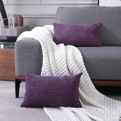 Miniatura 9 de Deconovo - Juego de 2 fundas de cojín de pana modernas, elegantes y suaves, aptas para lavadora, decoración del hogar para sala de estar, sofá