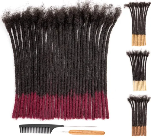 Miniatura 48 de DAIXI 0.2cm y 0.4cm y 0.6cm y 0.8cm de grosor 4-18 pulgadas 10 hebras extensiones de rastas de cabello humano 100% real para hombres/mujeres