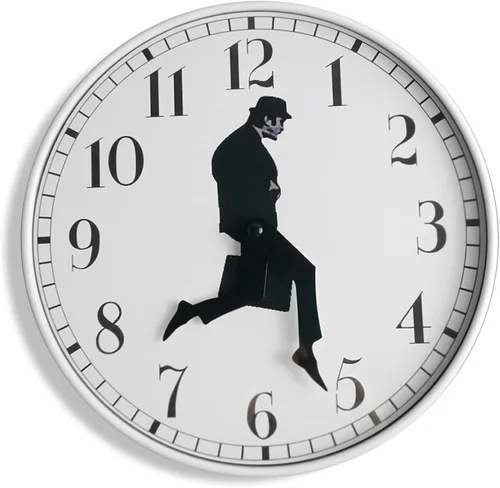 Miniatura 8 de TANKRIN Ministry of Silly Walks - Reloj de pared para dormitorio, cocina, sala de estar, regalo novedoso para decoración del hogar (negro)