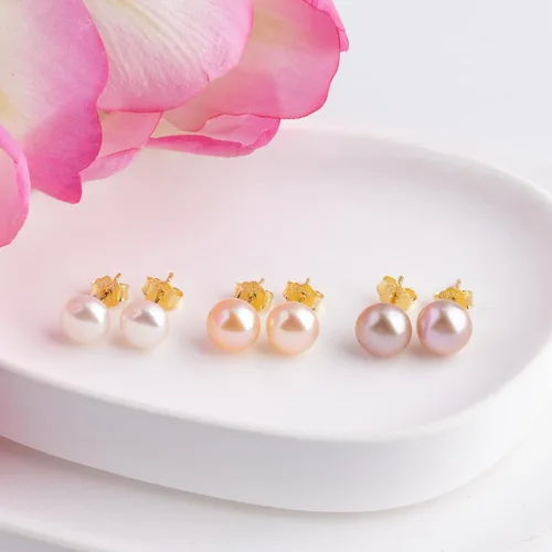 Miniatura 7 de Aretes de perlas para mujer, juego de tachuelas AAA de agua dulce, hipoalergénicos, de plata de ley, paquete múltiple