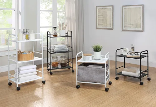 Miniatura 8 de SunnyPoint Carrito utilitario con ruedas de 3 niveles, organizador de almacenamiento de metal con ruedas, carrito de cocina móvil, organizador