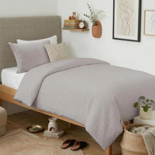 Miniatura 9 de Cozyide Beige Queen Duvet Cover Set, 3 Pieces Soft Seersucker Queen Size Duvet Cover with Zipper Closure and Corner Ties, 90"x90" Duvet Cover with 2