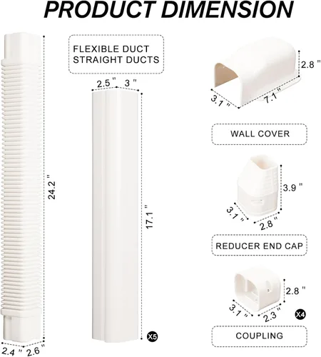 Miniatura 2 de BEWAVE Kit de cubierta de mini línea dividida de 3 pulgadas y 10 pies, kit de cubierta decorativa de tubería de PVC para mini aire acondicionado