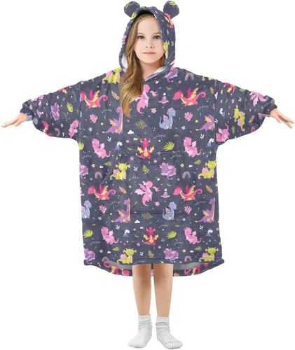 Miniatura 11 de Mantas portátiles para niños, súper suaves, cálidas y acogedoras, sudadera con capucha de gran tamaño, regalos para niños de 3 a 14 años, niñas