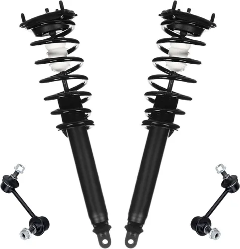 Miniatura 90 de Detroit Axle - Kit de 4 barras estabilizadoras delanteras para Ford F-150 2021 2022 2023 2024, 2 puntales con resorte helicoidal, 2 eslabones