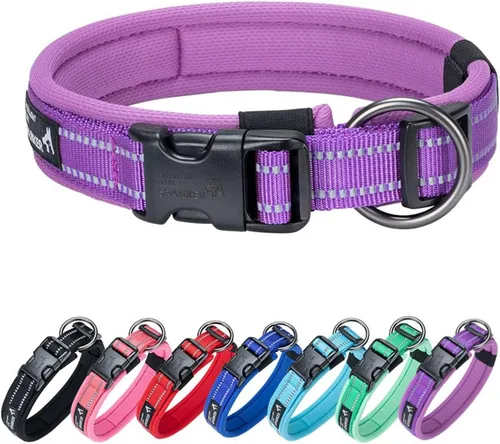 Miniatura 12 de EXCELLENT ELITE SPANKER Collar reflectante para perro, clásico, suave, acolchado, de nailon transpirable, ajustable, con hebilla de liberación