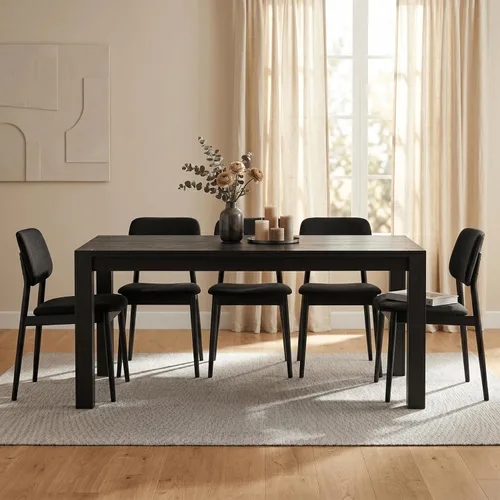 Miniatura 11 de NTC Block - Mesa de comedor moderna de 55 pulgadas, mesa rectangular para comedor, muebles de sala de estar, montaje sin esfuerzo, negro quemado