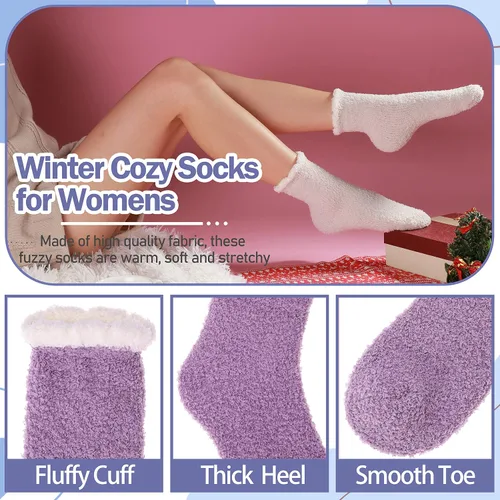 Miniatura 4 de ANTSANG Womens Fuzzy Socks Slipper Winter Fluffy Comfy Cozy Socks Cabin Warm Home Socks
