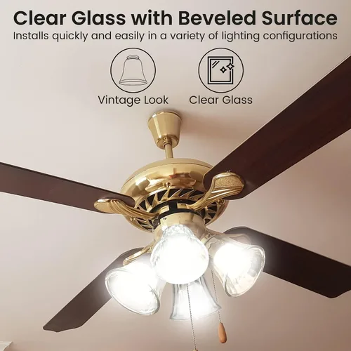 Miniatura 2 de Cubiertas de luz para ventilador de techo, vidrio de repuesto para globos de ventilador de techo, vidrio de reemplazo de lámpara, altura de pantalla