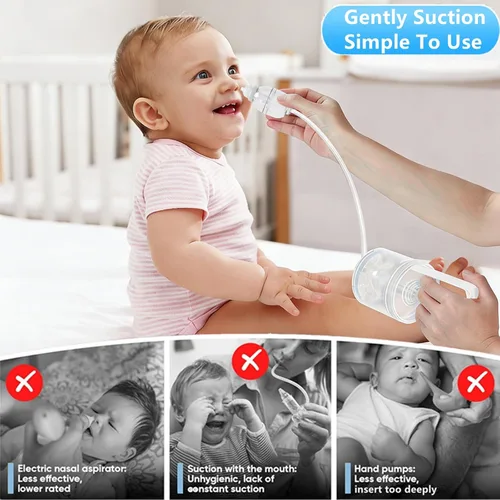 Miniatura 2 de Aspirador nasal para bebé, chupón de nariz de bebé, chupón de moco con bomba de mano, aspirador nasal para bebé con puntas de silicona