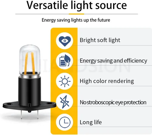 Miniatura 2 de Ruiandsion Z187 T170 Bombilla LED para Microondas Luz Blanca Cálida 110V 125V 130V 110-130V 2W Equivalente a 20W Bombilla de Filamento LED Reemplazo