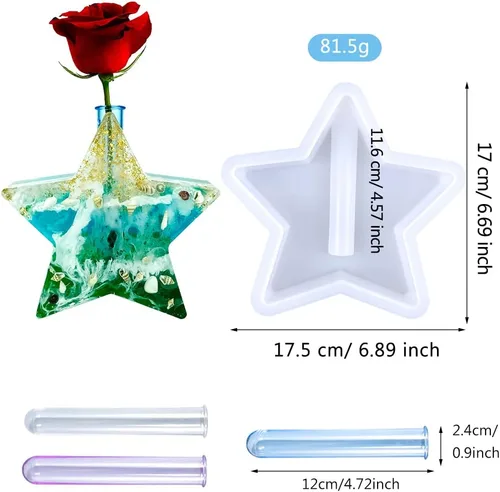 Miniatura 6 de Moldes de resina de corazón de silicona para estación de propagación de plantas, moldes de silicona para fundición de resina con 3 tubos de ensayo