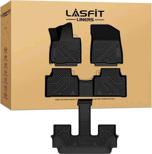Miniatura 43 de LASFIT Tapete de carga y respaldo para Nissan Armada/Infiniti QX80 2019-2024, TPE para todo tipo de clima, ajuste personalizado, fácil de limpiar