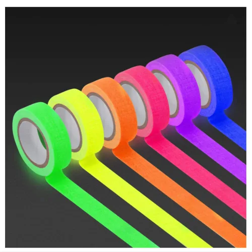 Miniatura 3 de Cinta adhesiva fluorescente azul neón para gaffer, cinta de punta azul neón reactiva a luz negra UV para etapas, juegos de fiesta, pisos