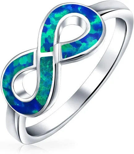 Miniatura 2 de Savlano Anillo de ópalo azul chapado en oro blanco de 14 quilates para mujeres y niñas, fabricado en Italia, viene con una caja de regalo