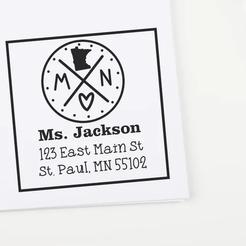Miniatura 60 de Sello entintado moderno con nombre y dirección del estado de Alabama – Sello de dirección de devolución personalizado para invitaciones de despedida
