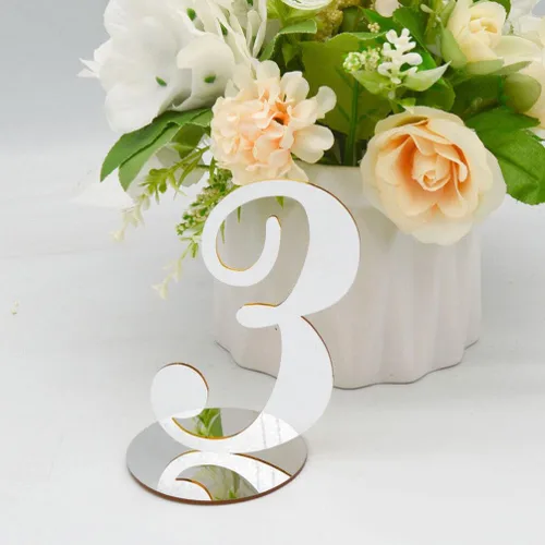 Miniatura 2 de NUOBESTY 10 piezas de acrílico para números de mesa, elegantes tarjetas de números de asiento de boda, reutilizables, decoración de mesa