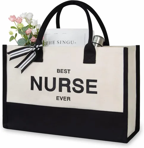 Miniatura 12 de TOPDesign - Bolsa de playa de lona con inicial, personalizada, bolsa de regalo con monograma para mujer
