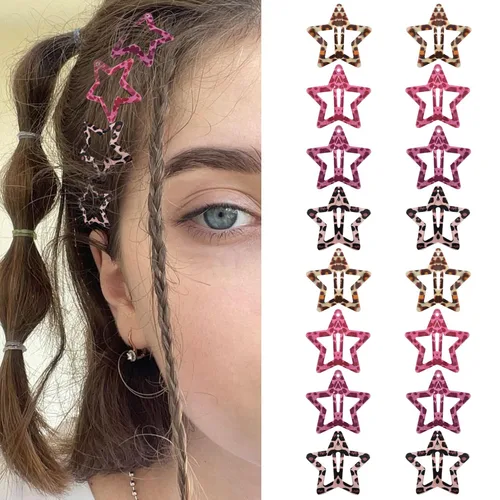Miniatura 25 de Pinzas para el cabello Y2K de la década de 2000, pasadores de pelo antideslizantes, accesorios para el cabello de estrella plateadas, pinzas