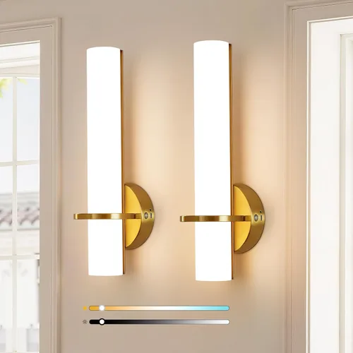 Miniatura 11 de AIJIASI Apliques de Pared Negros Juego de 2, Apliques de Baño de 18 pulgadas con Pantalla Acrílica 18W 3000K LED Regulables Apliques de Pared