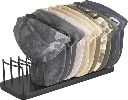 Miniatura 10 de Mkono Organizador de sombreros para gorras de béisbol, soporte para sombreros para 10 gorras de béisbol, soporte para sombreros de mesa, organizador