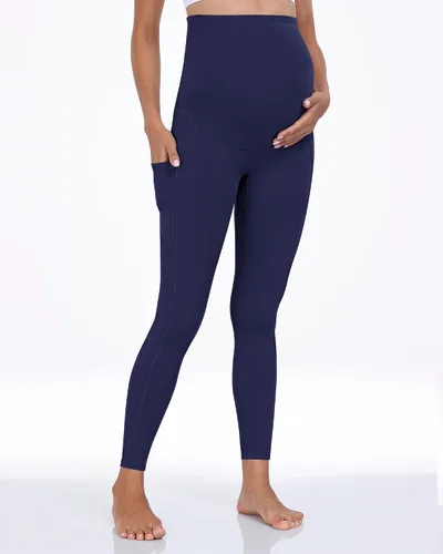 Miniatura 17 de WHOUARE Leggings de maternidad sobre el vientre con bolsillos para mujer, cintura alta, entrenamiento, pantalones de yoga