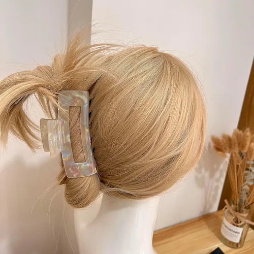 Miniatura 4 de 2 pinzas grandes para cabello grueso, pinzas de pelo de tortuga, clips de mandíbula de mariposa francesa de celuloide acrílico, fijación fuerte