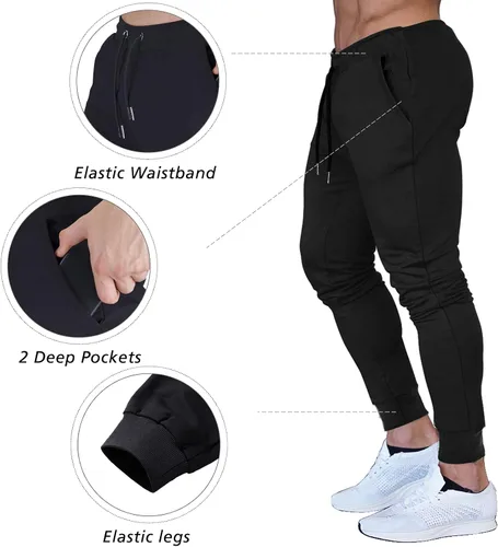 Miniatura 4 de BUXKR - Pantalones deportivos ajustados con bolsillos profundos para hombre, para gimnasio, correr y fisioculturismo