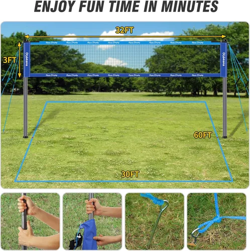 Miniatura 8 de Conjunto combinado de bádminton de voleibol al aire libre con red, diseño antiflacidez, 4 raquetas de bádminton, 3 pajaritos y voleibol de Bloque