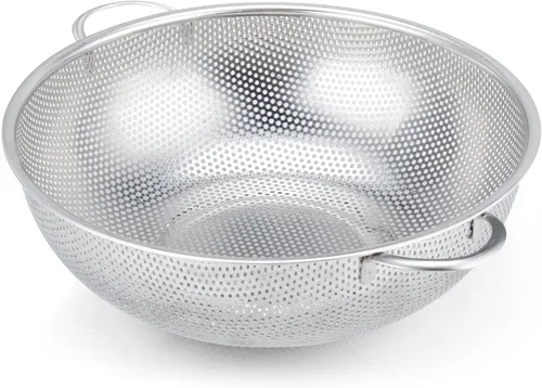 Miniatura 9 de Gulex Colador de acero inoxidable de 3 cuartos de galón, colador de metal con base, colador para alimentos de cocina, apto para lavavajillas