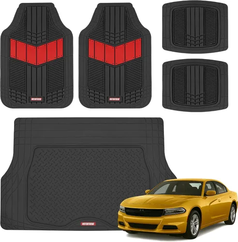 Miniatura 16 de Motor Trend FlexTough Tapetes de Piso Negros para Automóviles y Tapete de Carga Juego Completo - Tapetes de Piso Automotrices de Goma para Todo Tipo