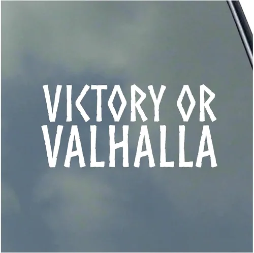 Miniatura 8 de Adhesivo de vinilo Victory or Valhalla Viking Asatru Thor Loki Runic Symbol Find Your Way Negro