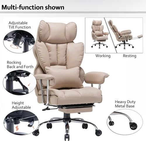 Miniatura 3 de Efomao - Silla ejecutiva de escritorio para oficina, con reposapiés, soporte lumbar y capacidad de carga hasta 400 libras, silla de computadora