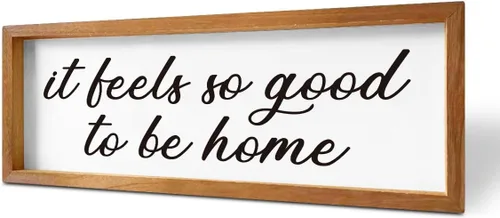 Marco de fotos de madera con texto en inglés "It Feels so Good to Be Home", para decoración del hogar, arte rústico para pared, crea un ambiente