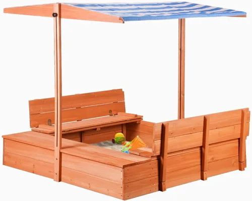 Caja de arena de madera para niños con identificación, caja de arena con caja de almacenamiento de juguetes, equipo de juego para niños, forro