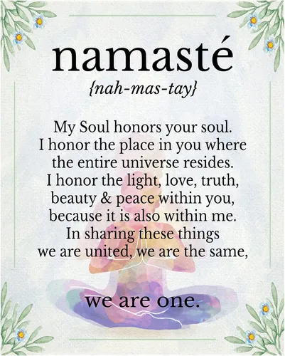 We Are One - Decoración de pared inspiradora, flores y Namaste, impresión inspiradora de yoga para pared, es una foto motivacional con citas para