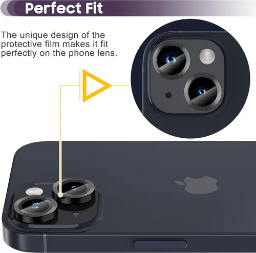 Miniatura 4 de Suoman Protector de lente de cámara para iPhone 14 de 6.1 pulgadas, protector de lente de cámara de 6.7 pulgadas, película de vidrio templado 9H