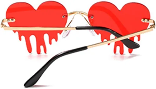 Miniatura 3 de Lentes de sol de corazón derretido para hombres y mujeres, sin montura, irregulares, para fiesta única, lentes de sol de metal para baile